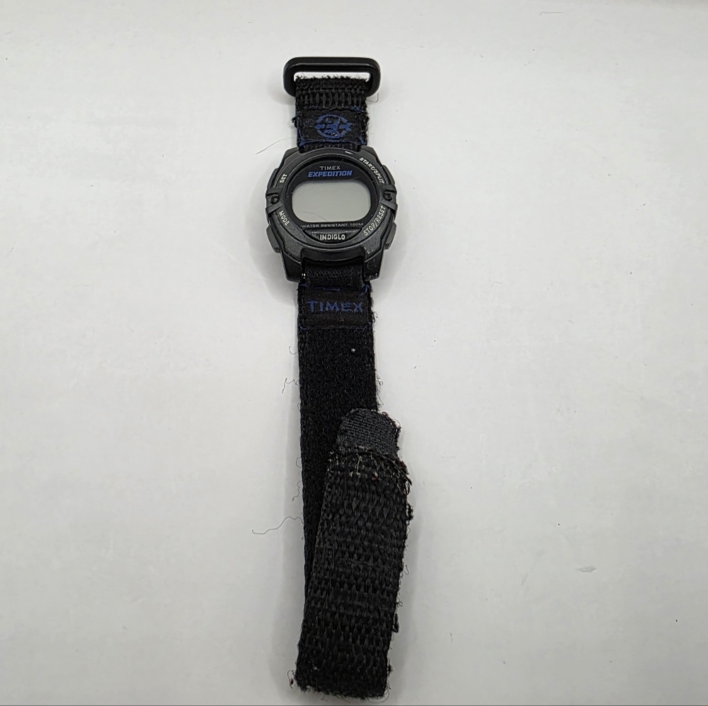 Vintage Expedition Indiglo Timex Black Digital Watch Velcro Band